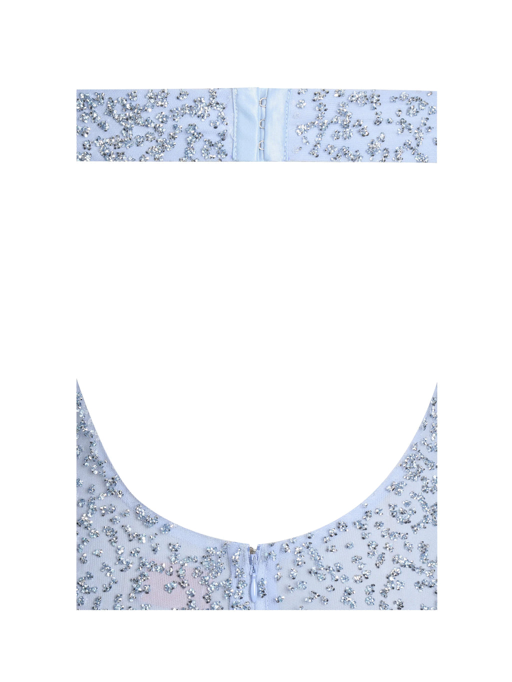 Wallie Baby Blue Rhinestone Embellished Mesh Backless Gown