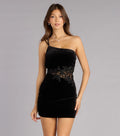 Janessa Velvet One-Shoulder Mini Dress