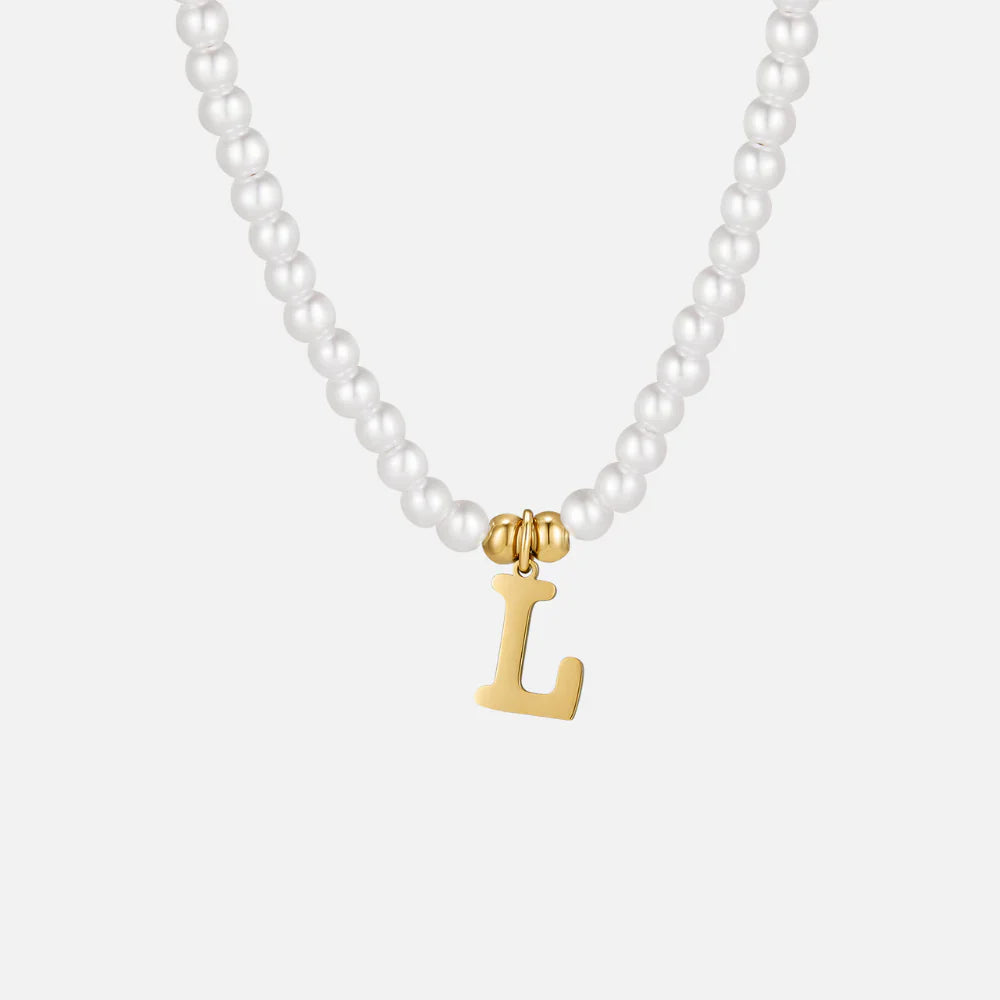Vioraia Letter Pearl Necklace