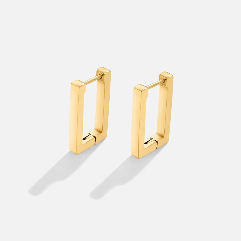 Vioraia Gold Rectangle Hoop Earrings