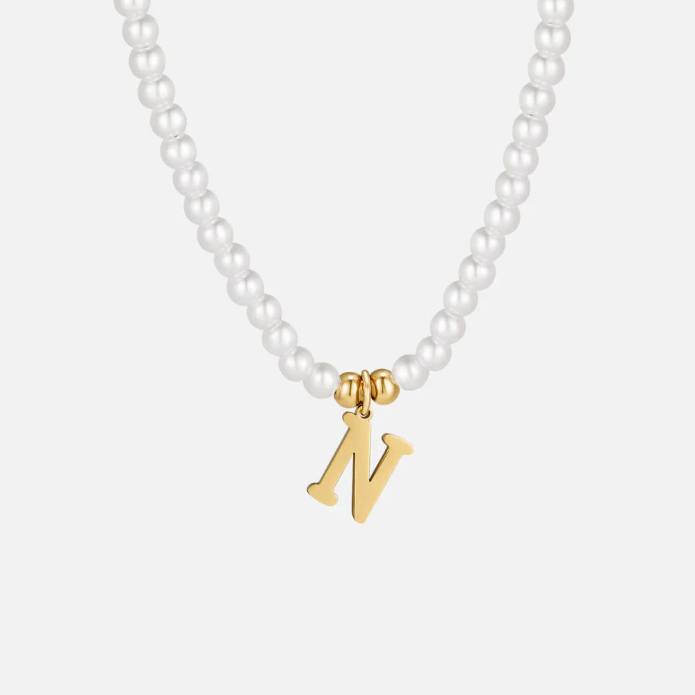 Vioraia Letter Pearl Necklace
