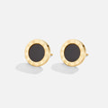 Vioraia Azalea Black Button Stud Earrings