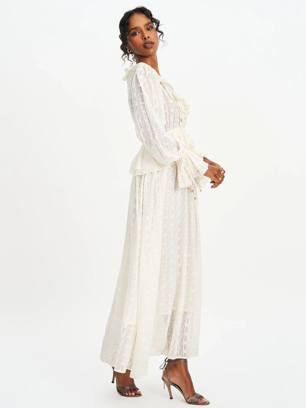Safiya Jacquard Chiffon Long Sleeve Maxi Dress
