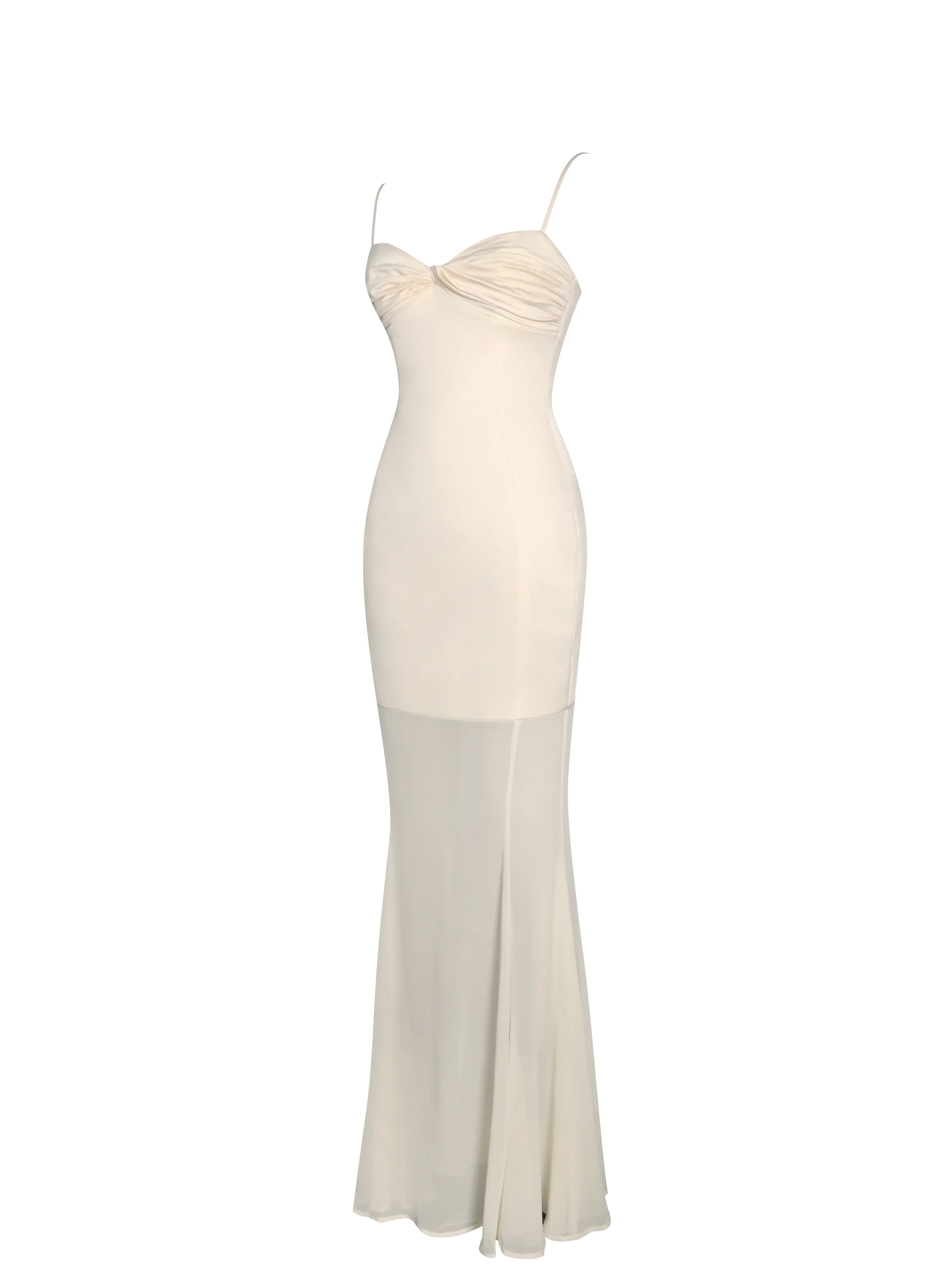 Zayne Butter Yellow Ruch Breast Chiffon Mermaid Maxi Dress