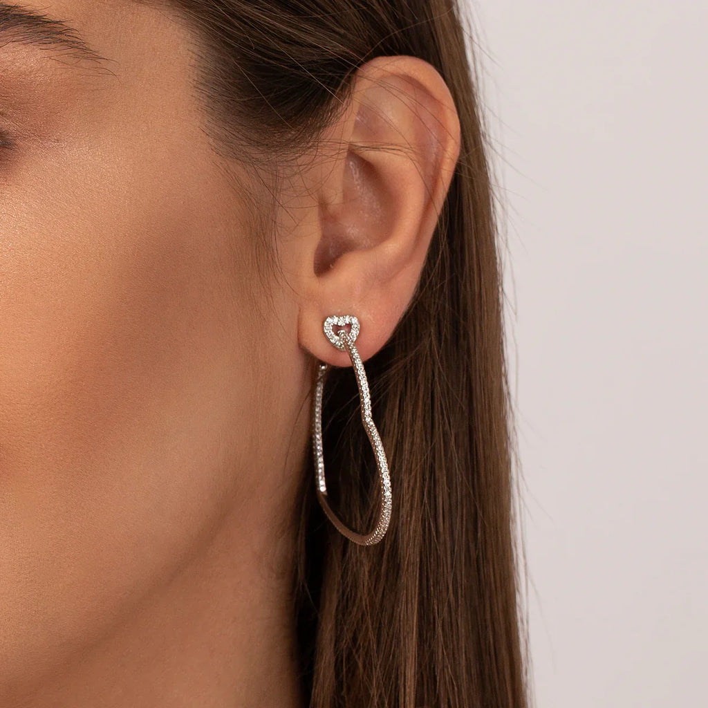 Vioraia Sparkling Love Hoop Earrings