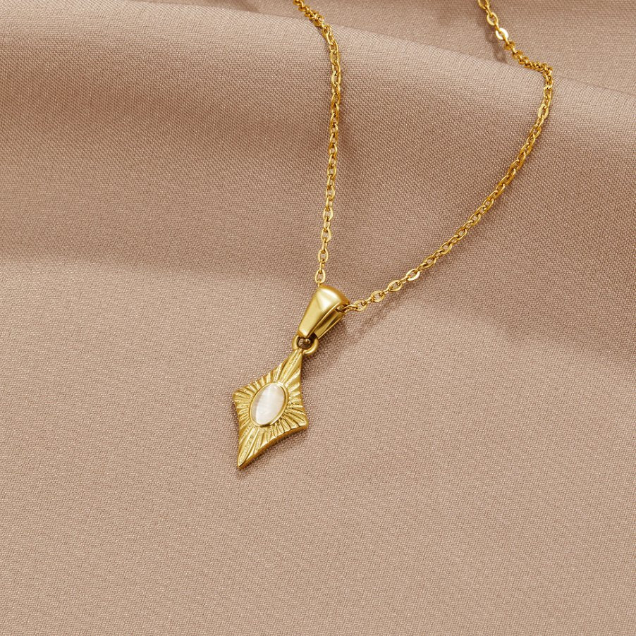 Vioraia Luna White Opal Gold Necklace