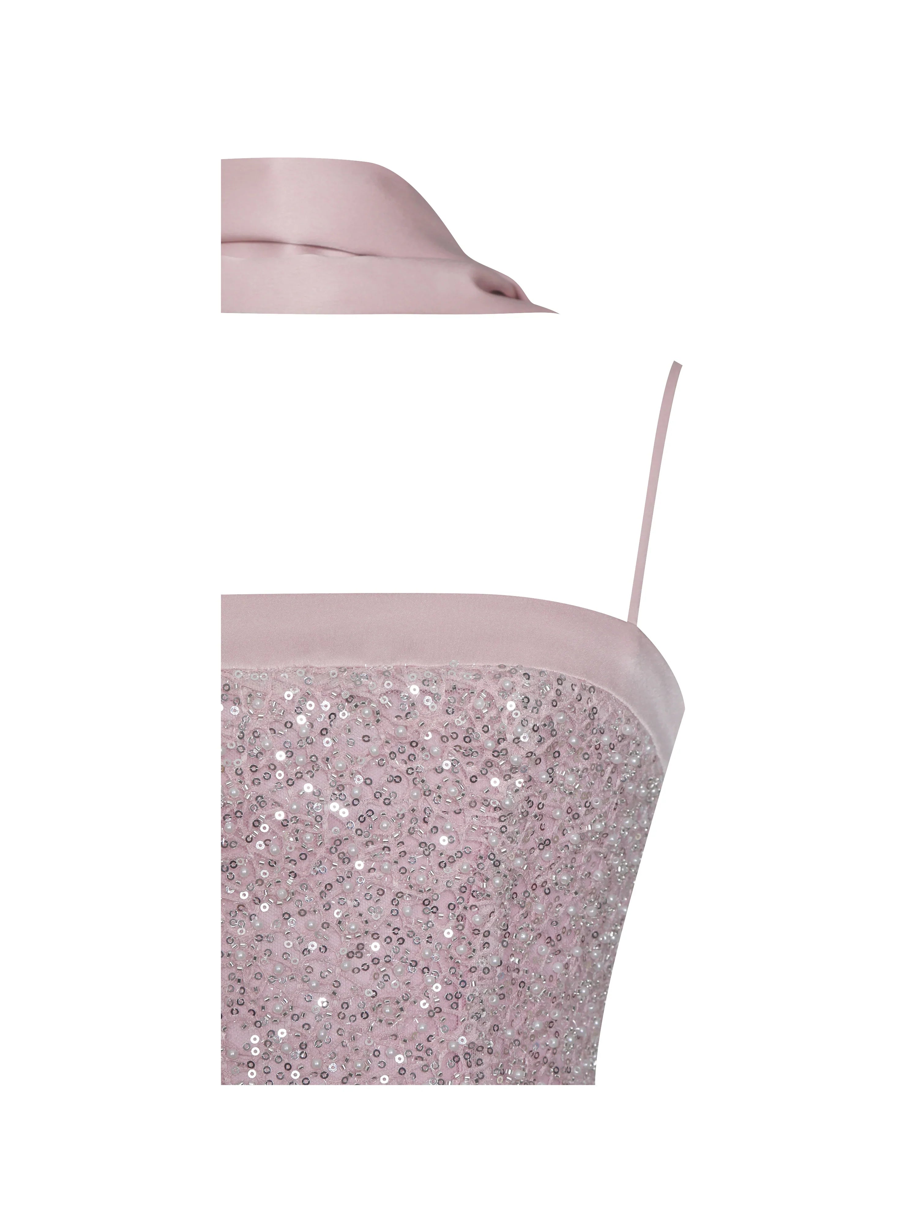 Raizel Pink Beaded Sequin Bodycon Gown with Scarf