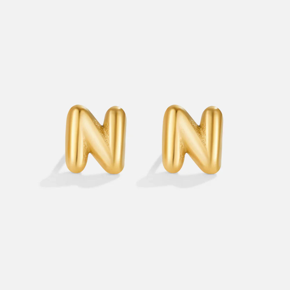 Vioraia Gold Bubble Letter Earrings