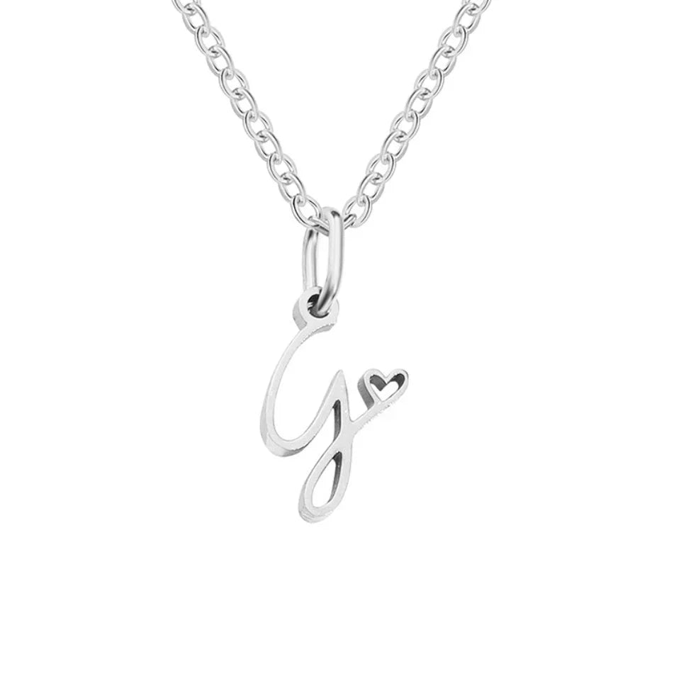 Vioraia Silver Letter Heart Necklace