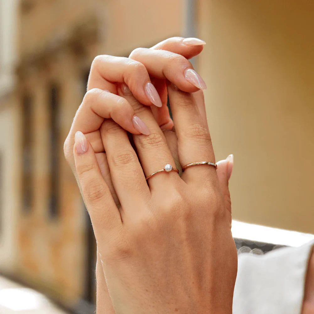Vioraia Uma Pearl Solitaire Ring