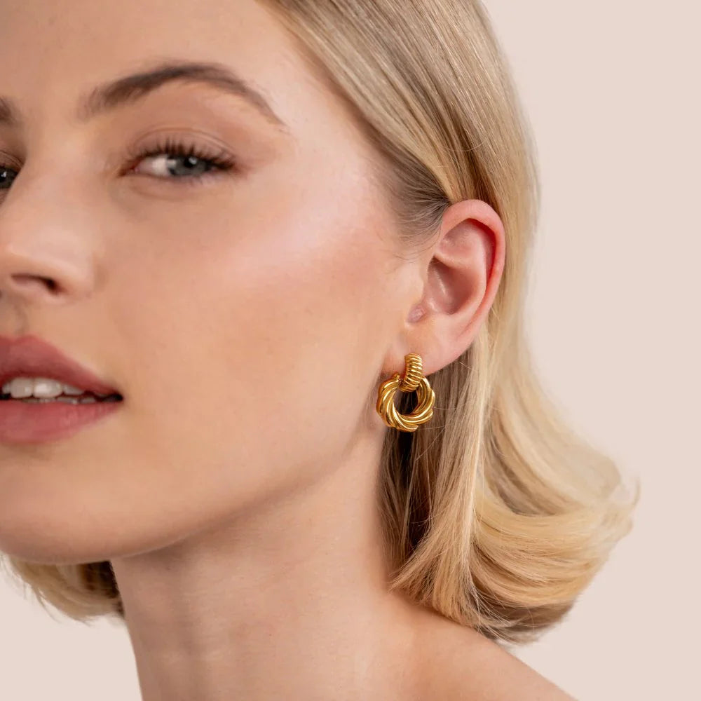 Vioraia Leah 18K Twisted Hoop Earrings