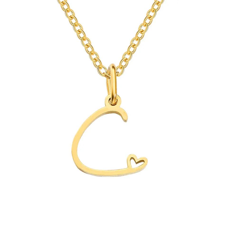 Vioraia Gold Letter Heart Necklace
