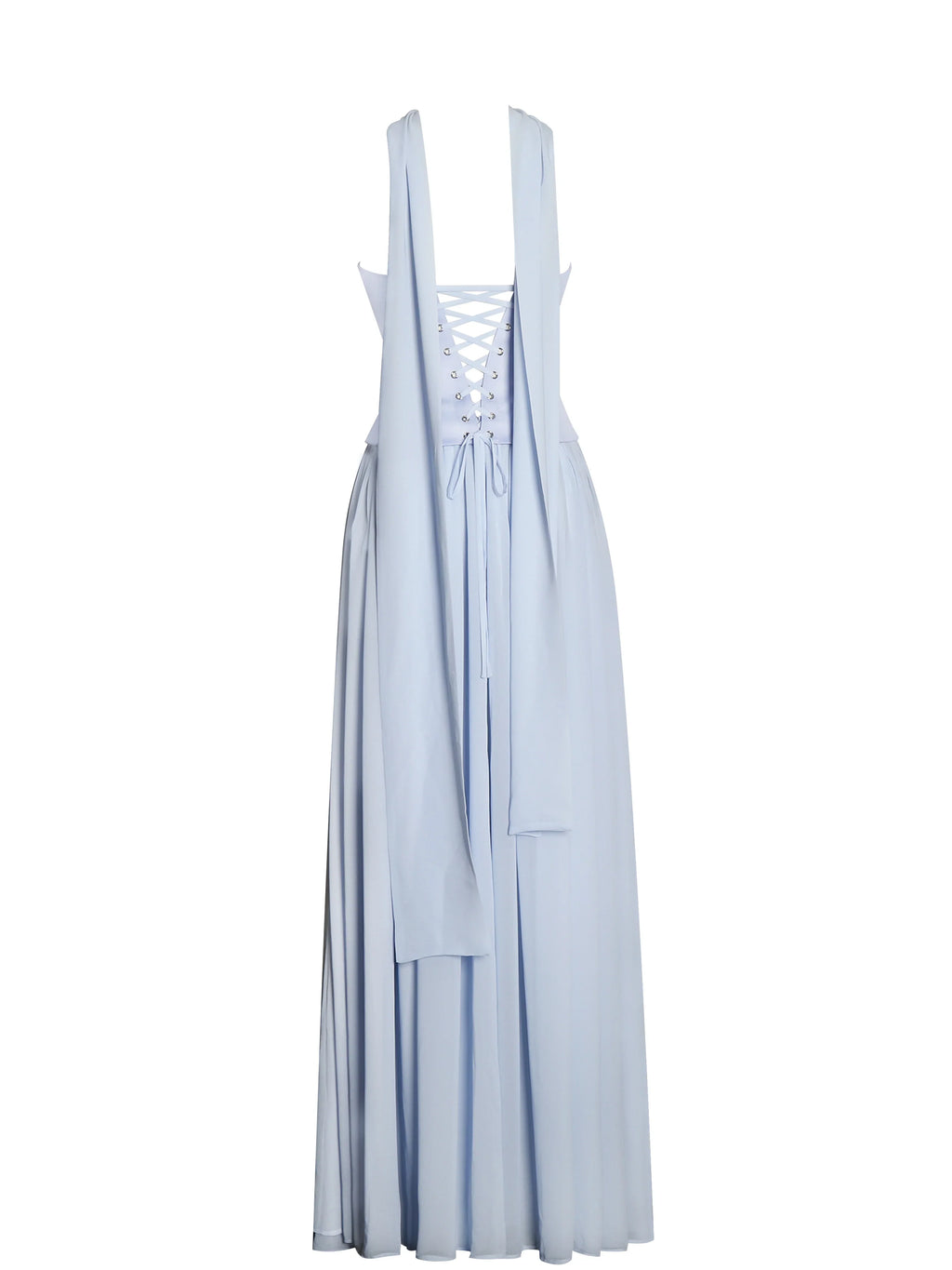 Qianna Baby Blue Peplum Top Drop Waist Chiffon Gown