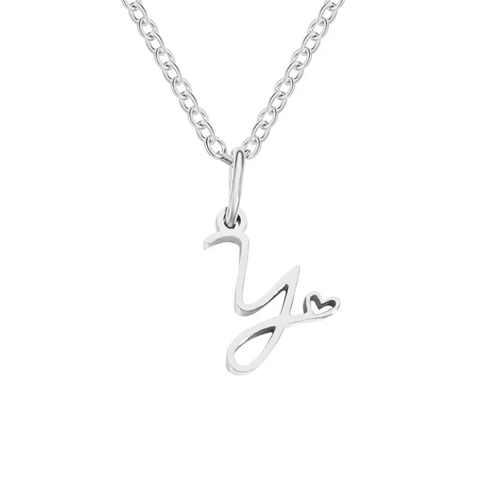 Vioraia Silver Letter Heart Necklace