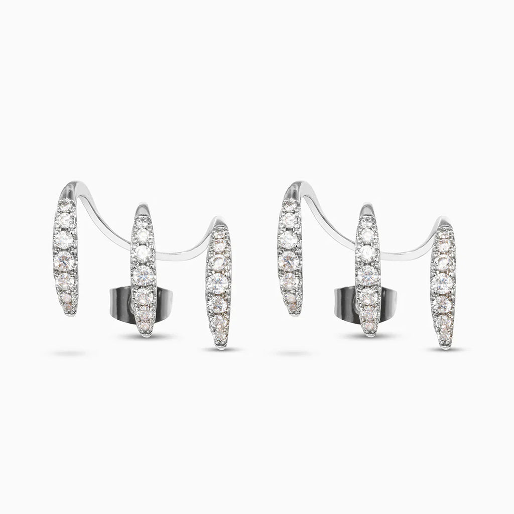 Vioraia Sparkling Three-Claw Earrings