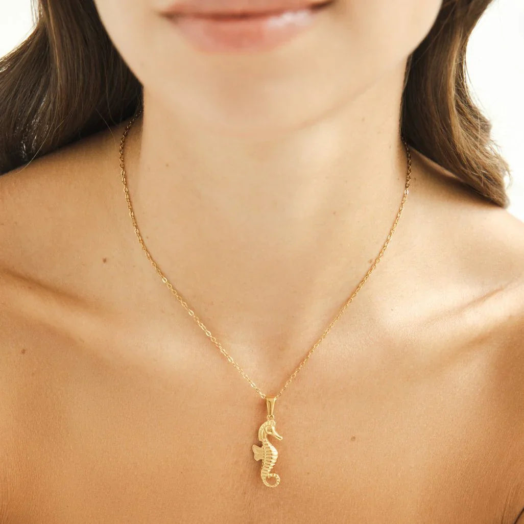 Vioraia Golden Seahorse Pendant Necklace