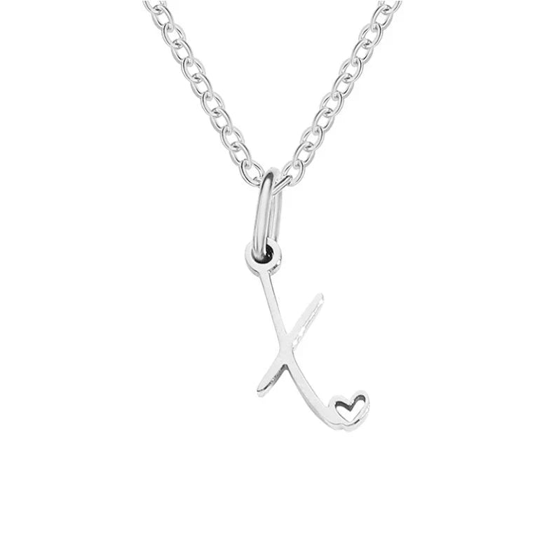 Vioraia Silver Letter Heart Necklace