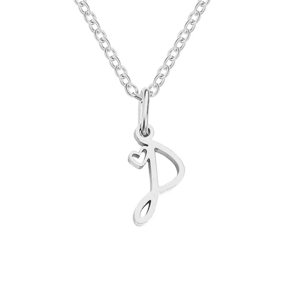 Vioraia Silver Letter Heart Necklace