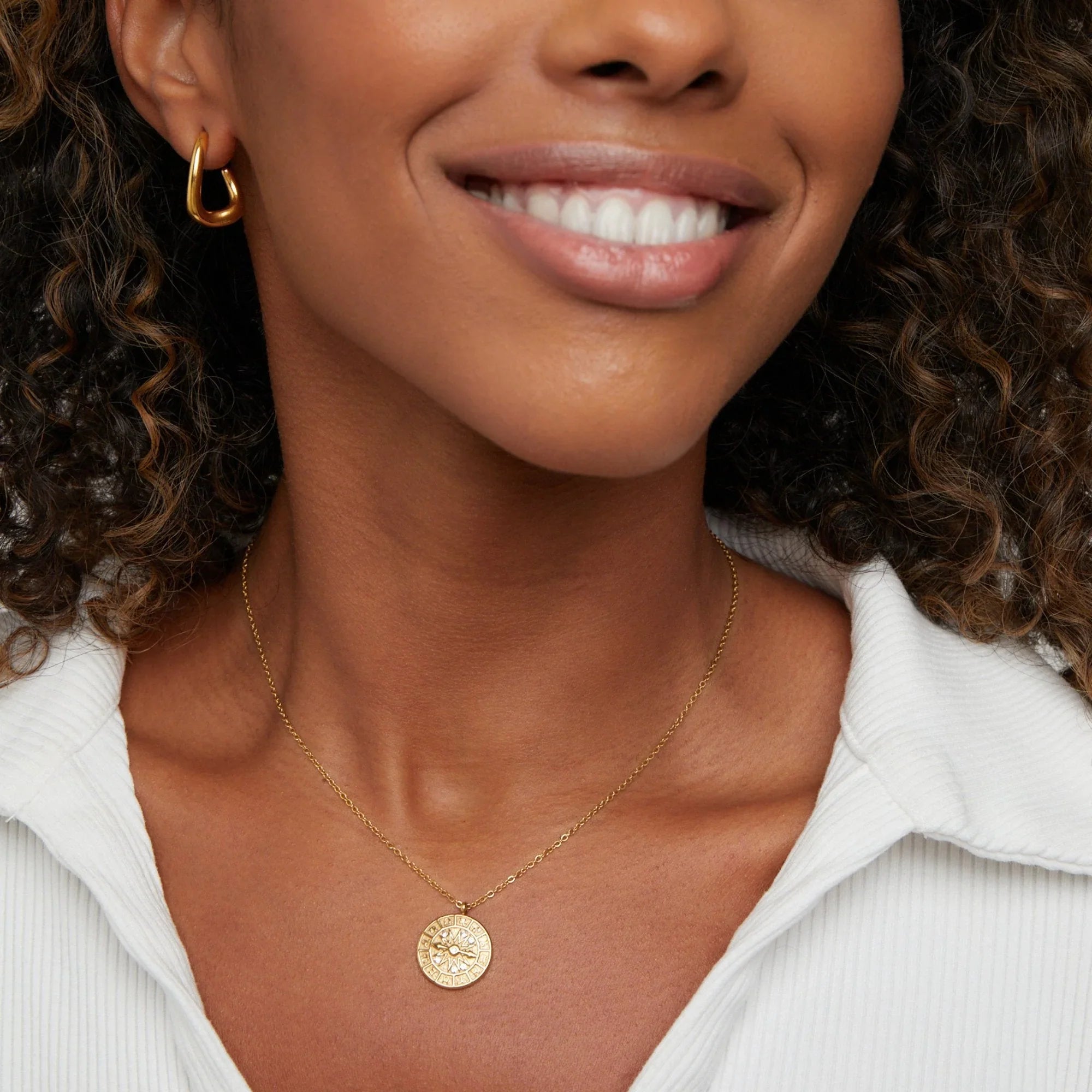 Vioraia Zodiac Coin Gold Necklace
