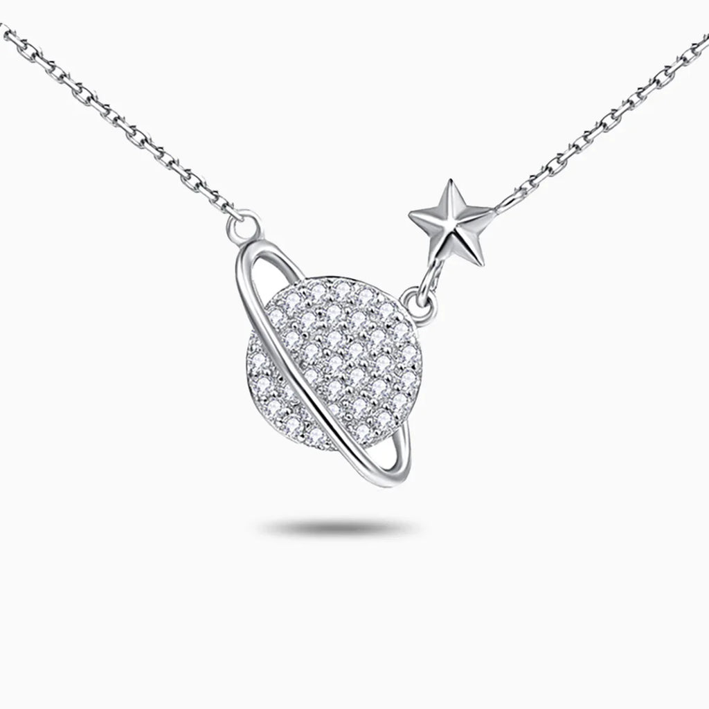 Vioraia Sparkling Saturn Necklace