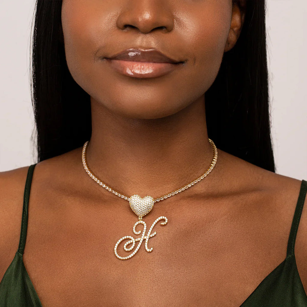 Vioraia Verano Heart Initial Tennis Necklace