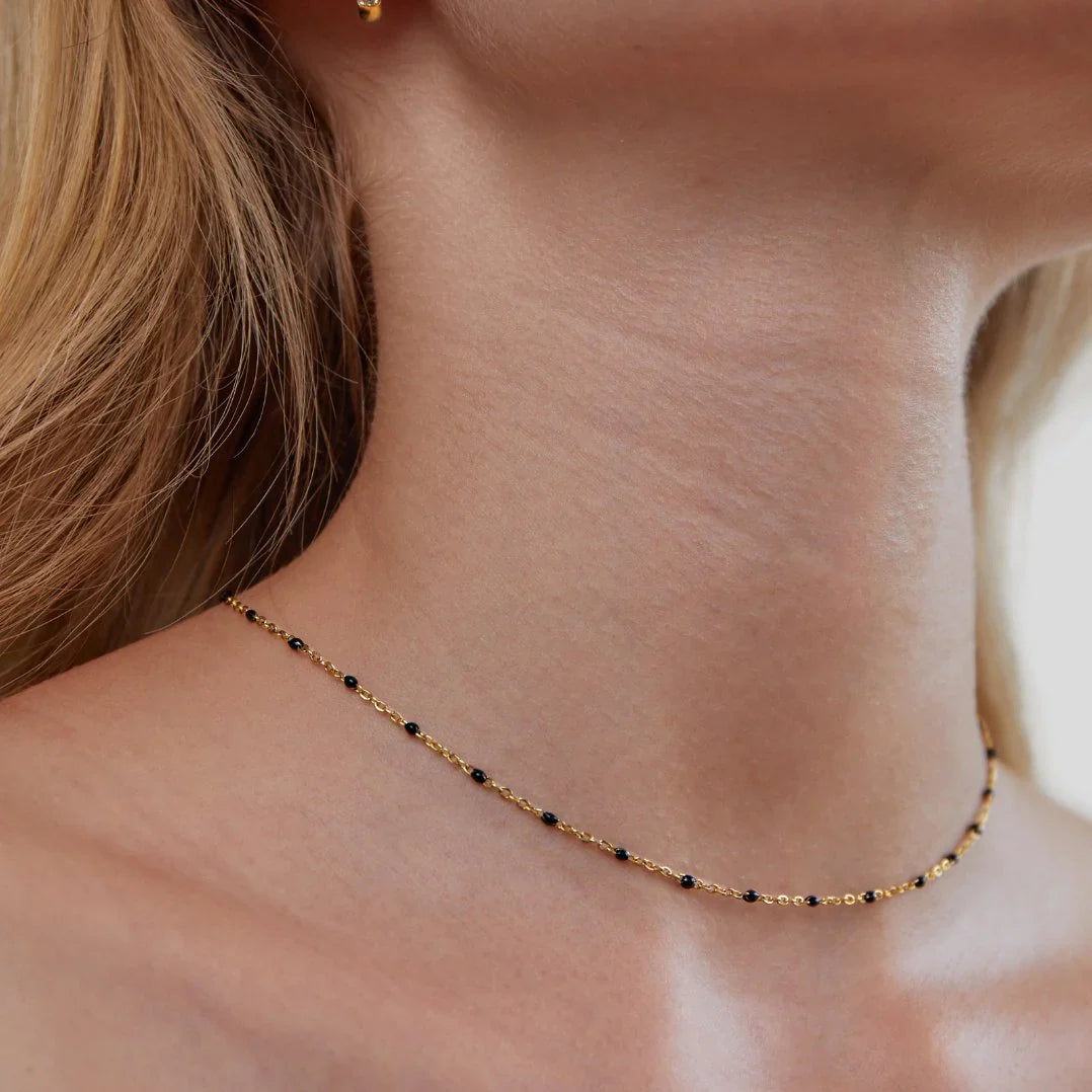 Vioraia Mila Black Bead Necklace