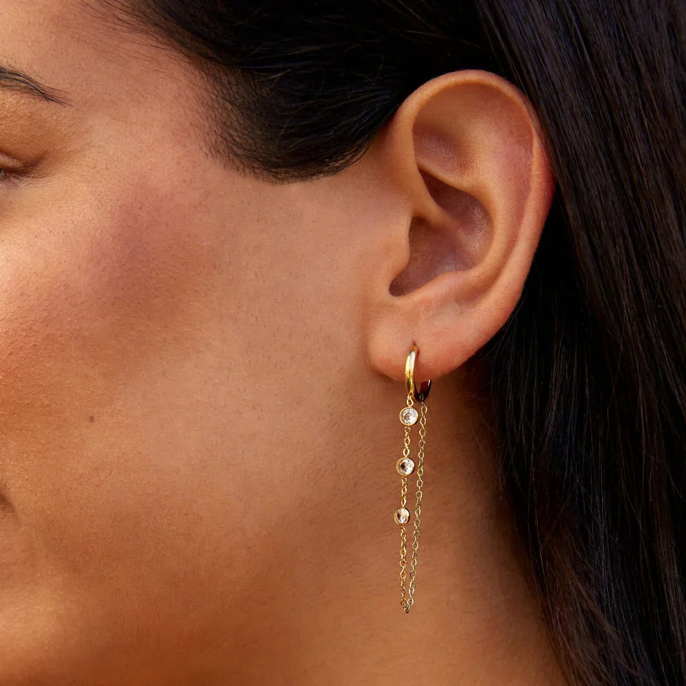 Vioraia Kira Crystal Drop Hoop Earrings