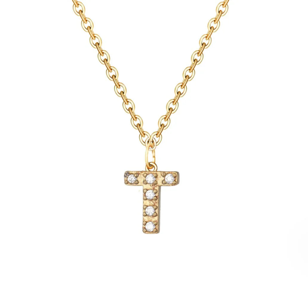 Vioraia Crystal Letter Charm Necklace