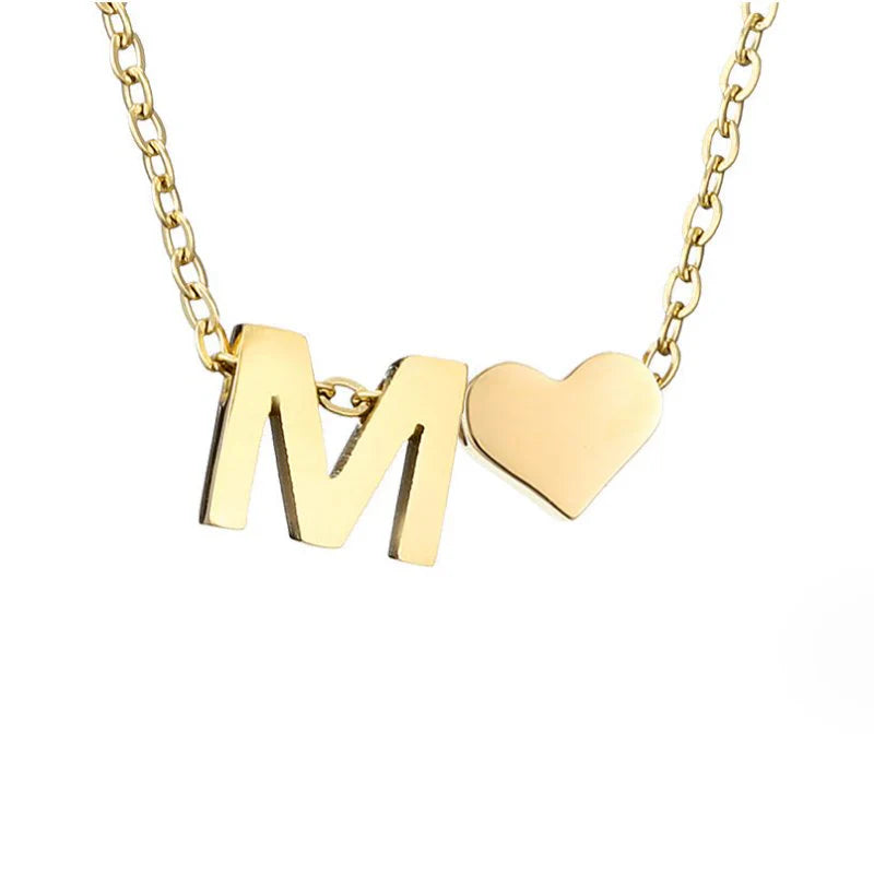 Vioraia Forever Love & Letter Gold Necklace