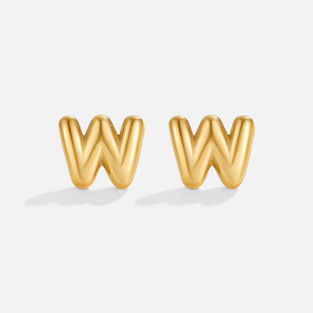 Vioraia Gold Bubble Letter Earrings