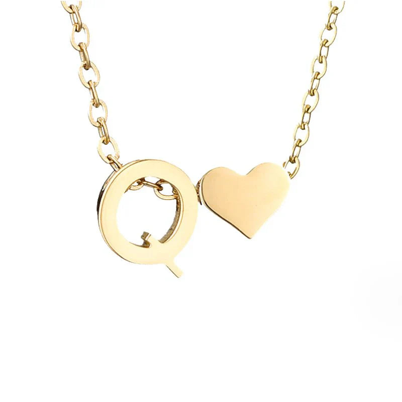 Vioraia Forever Love & Letter Gold Necklace