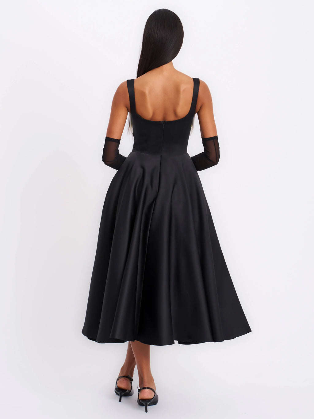Edda Black Maxi Gown with White Bow