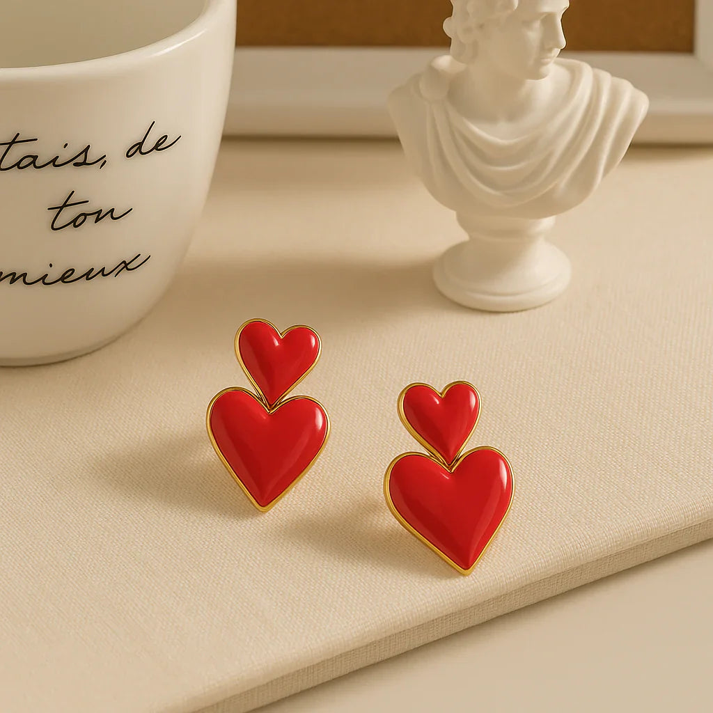 Vioraia Amara Double Heart Earrings