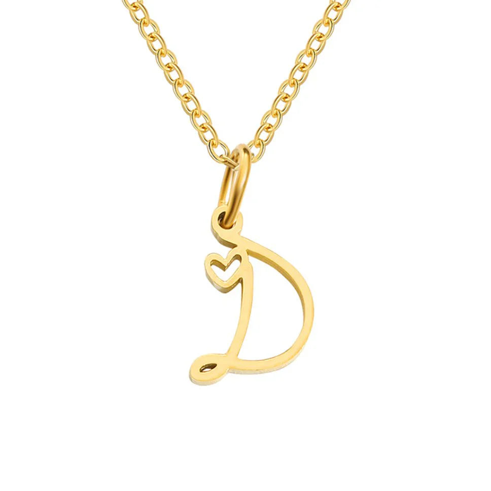 Vioraia Gold Letter Heart Necklace