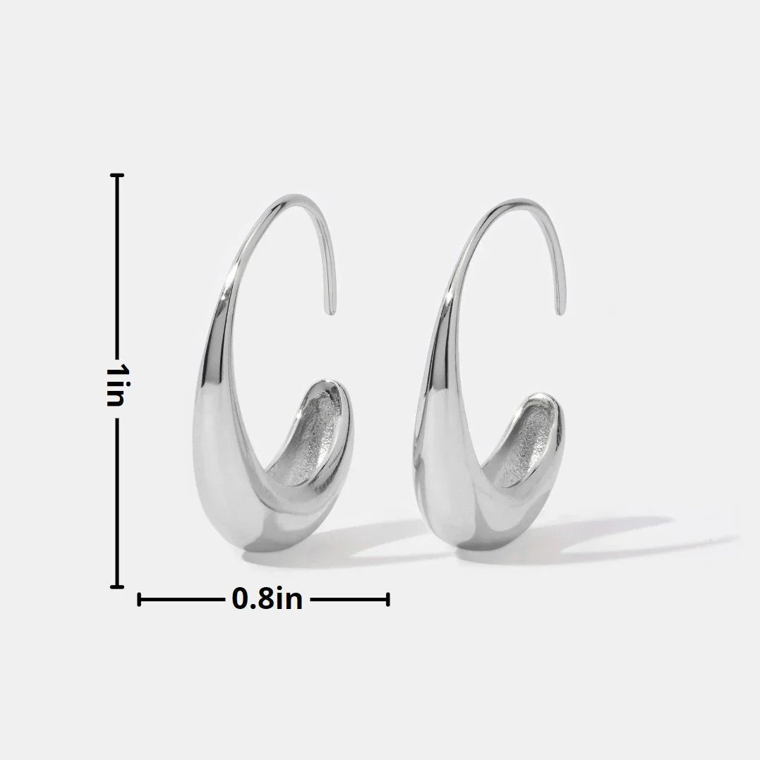 Vioraia Classic Silver Drop Hoop Earrings