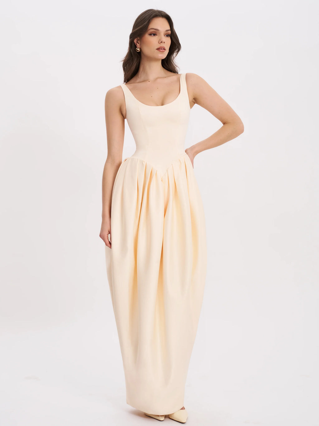 Udana Butter Yellow Drop Waist Tulip Gown