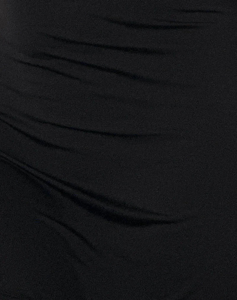Xeenia One Shoulder Mini Dress in Slinky Black