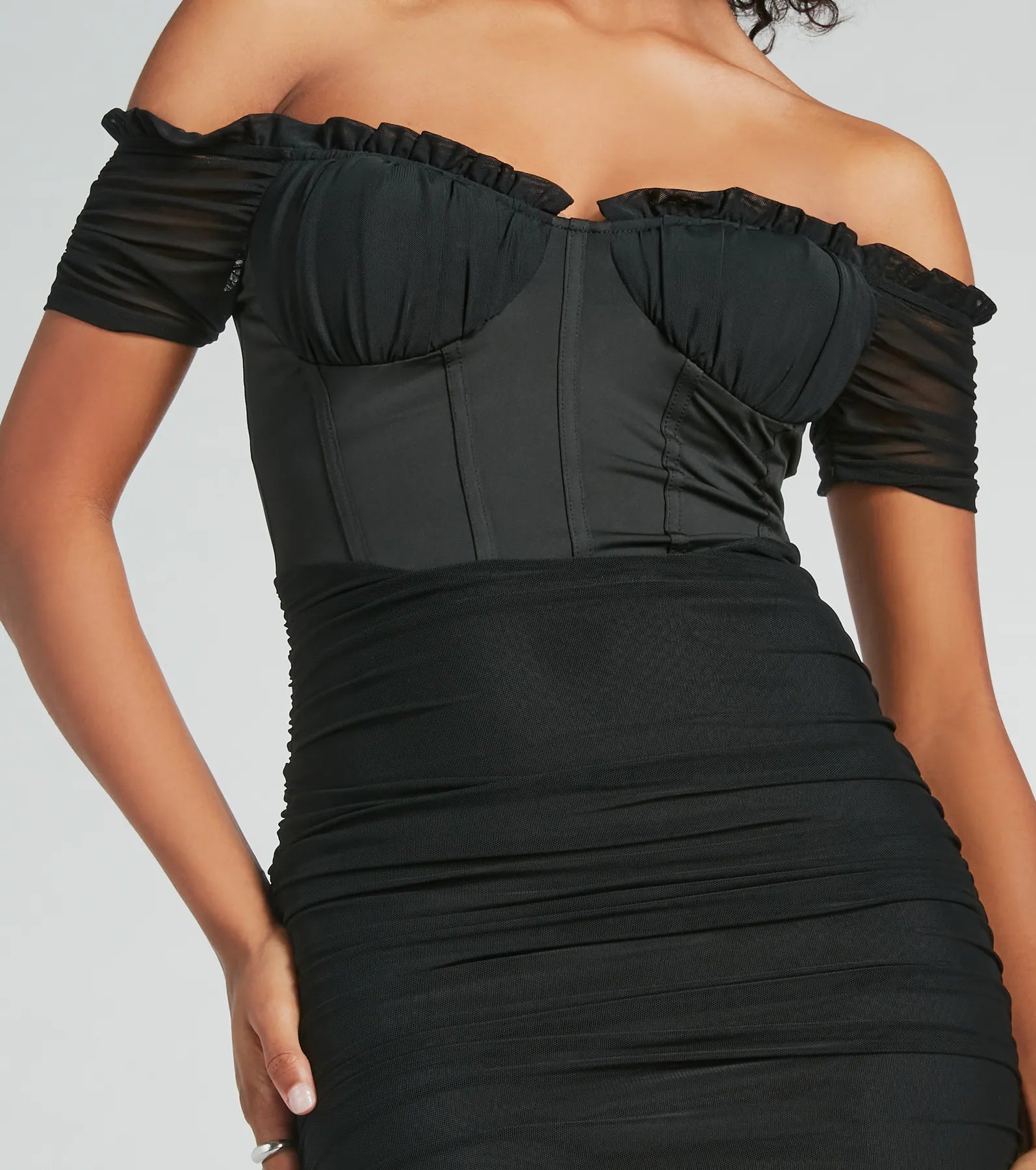 Can't Help It Off-The-Shoulder Mini Dress