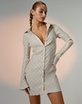 Nitara Button Up Mini Dress in Crinkle Beige